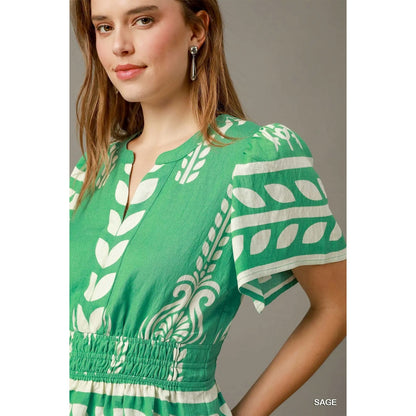 Umgee Boho Peplum Smocked Waist Blouse