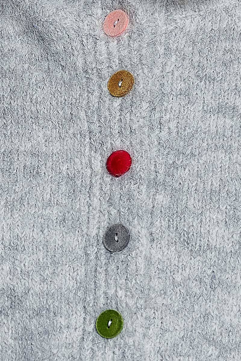 Pol Clothing - Chic Collar Button Knit Cardigan Cozy Oversized Sweater SALE