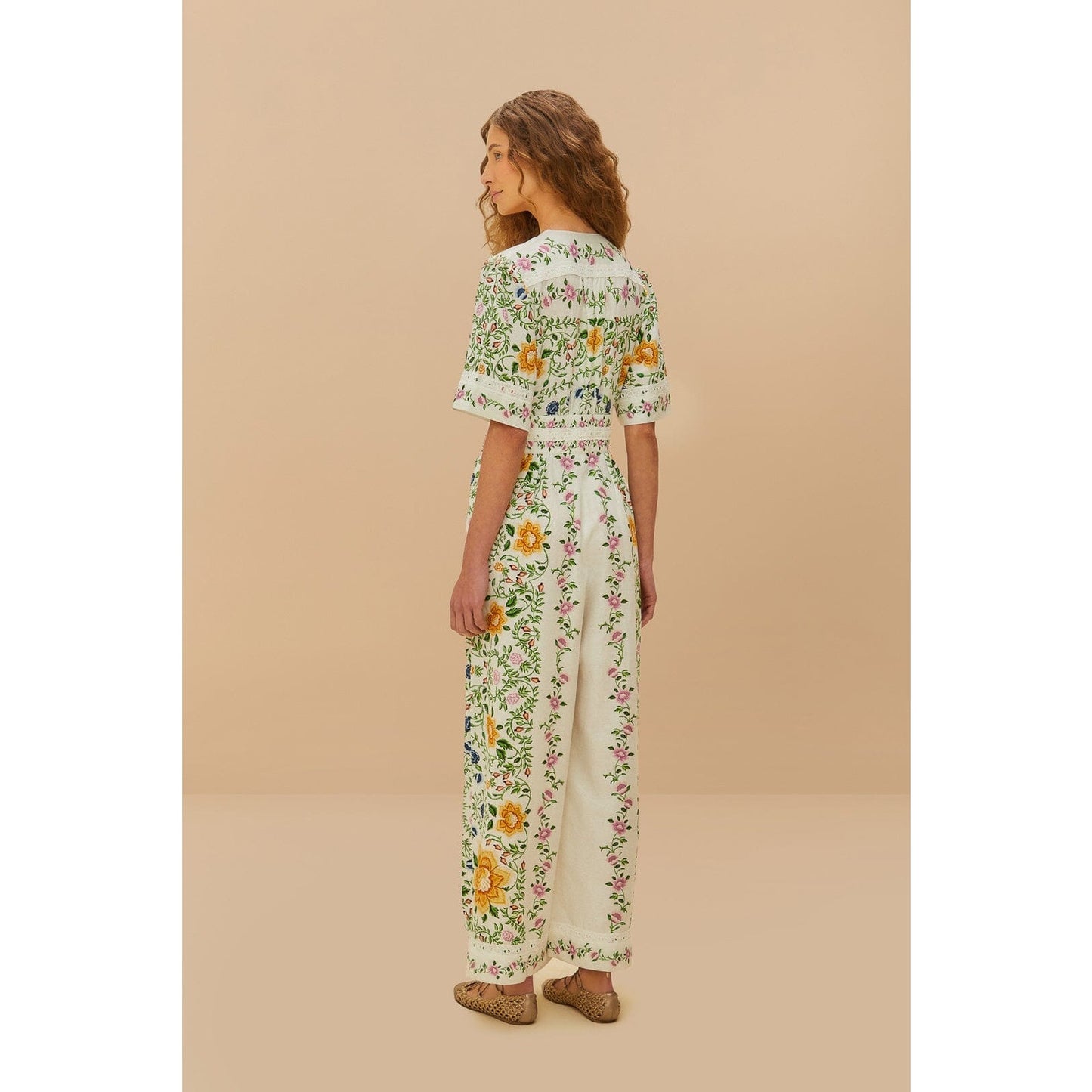 FARM Rio Off-White Folk Floral Lenzing™ Ecovero™ Euroflax™ Jumpsuit