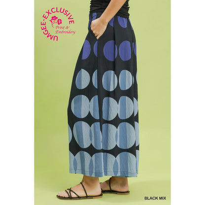 Umgee Oversized Dot Print Wide Leg Pants