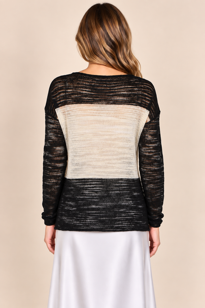 Alice + Olivia Striped Scoop Neck Sweater