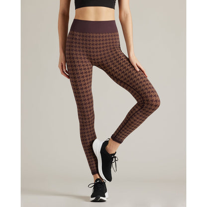 Rhone Brown Berry Houndstooth Seamless Legging
