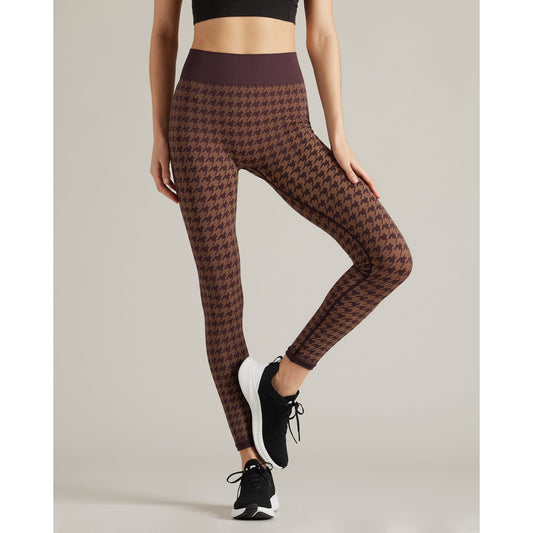 Rhone Brown Berry Houndstooth Seamless Legging