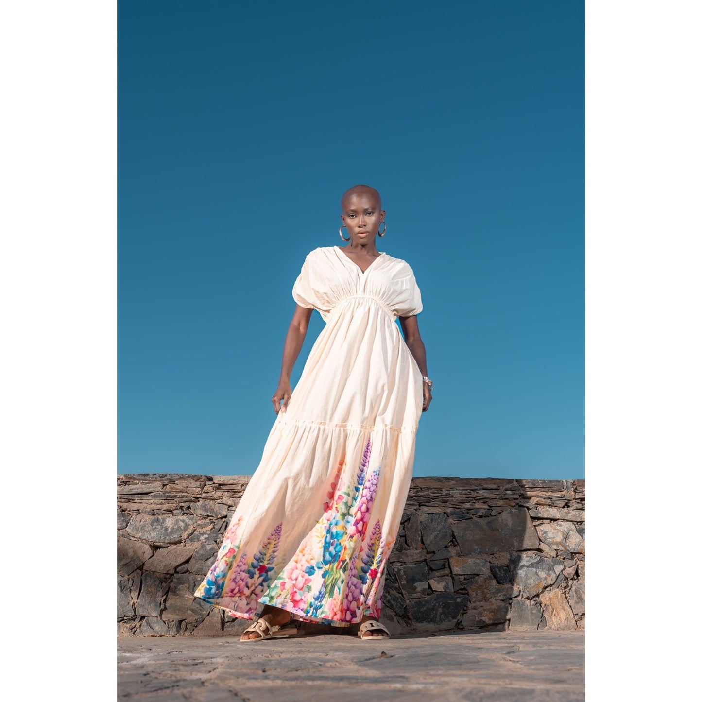 Gold & Silver Paris Paloma Cream Maxi Dress