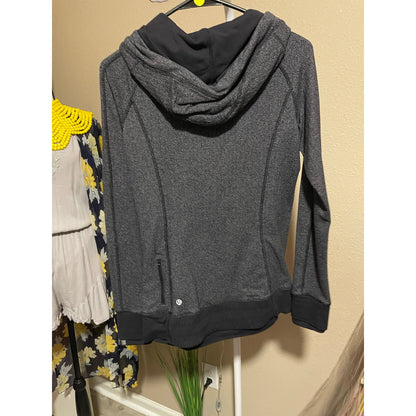 Lululemon Black & Grey Herringbone Hooded Pullover