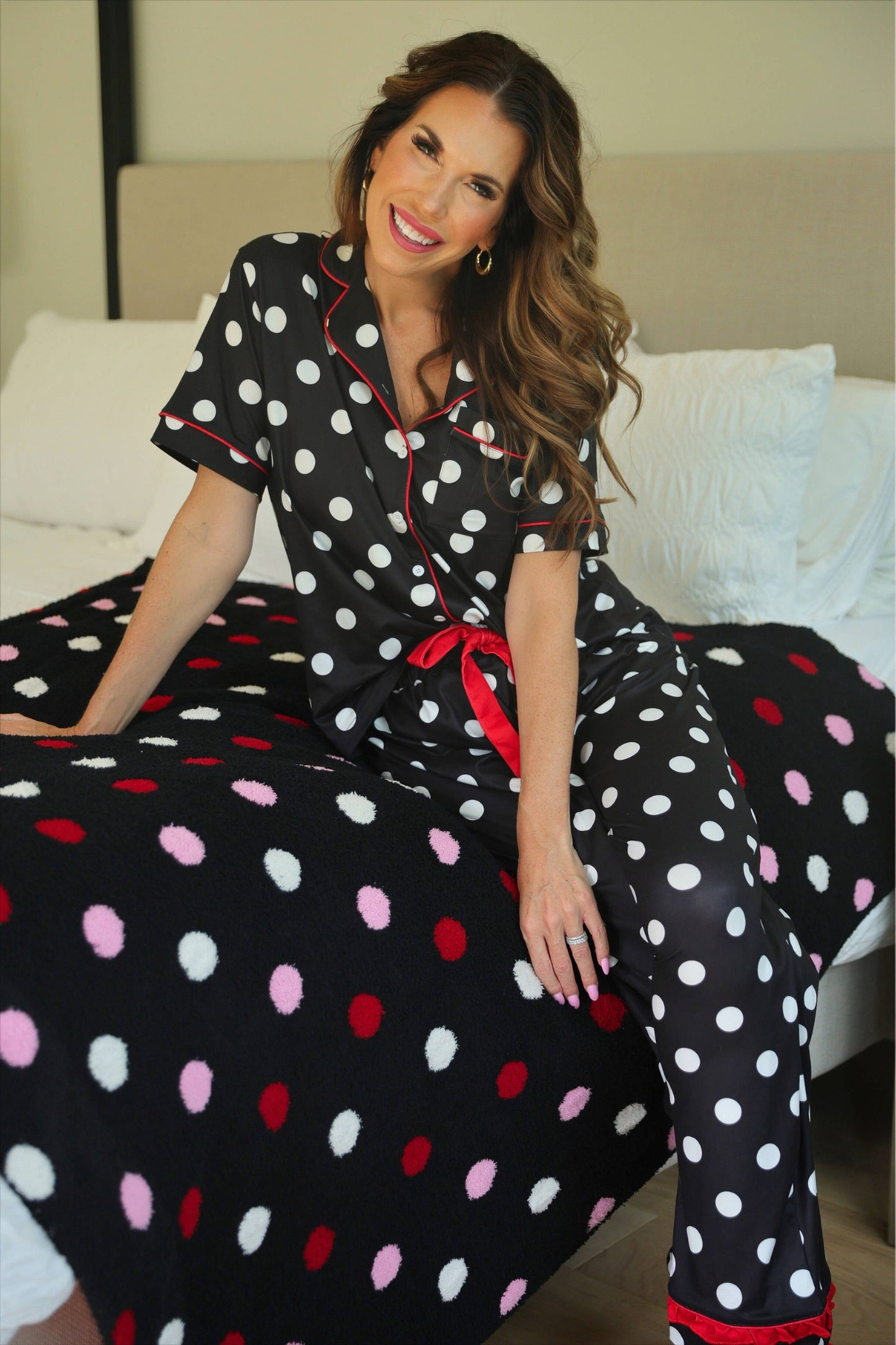 Jess Lea Dotty Darling Polka Dot Ruffle Pajama Set