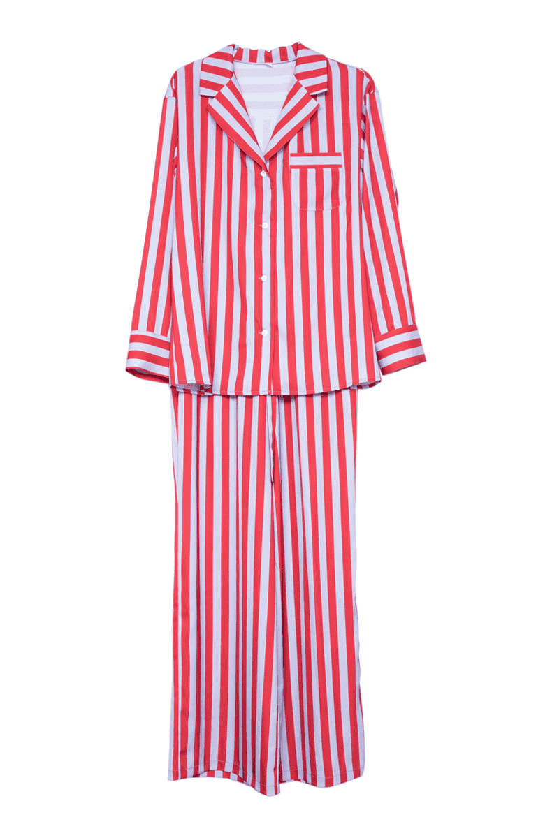 Katydid Lilac Striped Satin Cute Christmas PJ Set