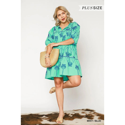 Umgee Boho Embroidered Babydoll Dress - Plus