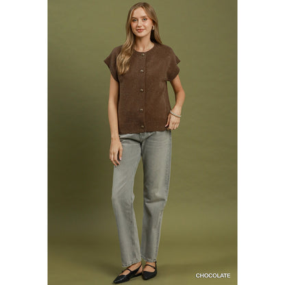 Umgee Sleeveless Button-Front Sweater Vest