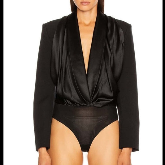Alexander Wang Tuxedo Hybrid Bodysuit