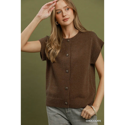 Umgee Sleeveless Button-Front Sweater Vest