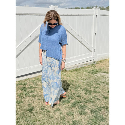 Scandal Italy Blue and Cream Wide Leg Micah Pants