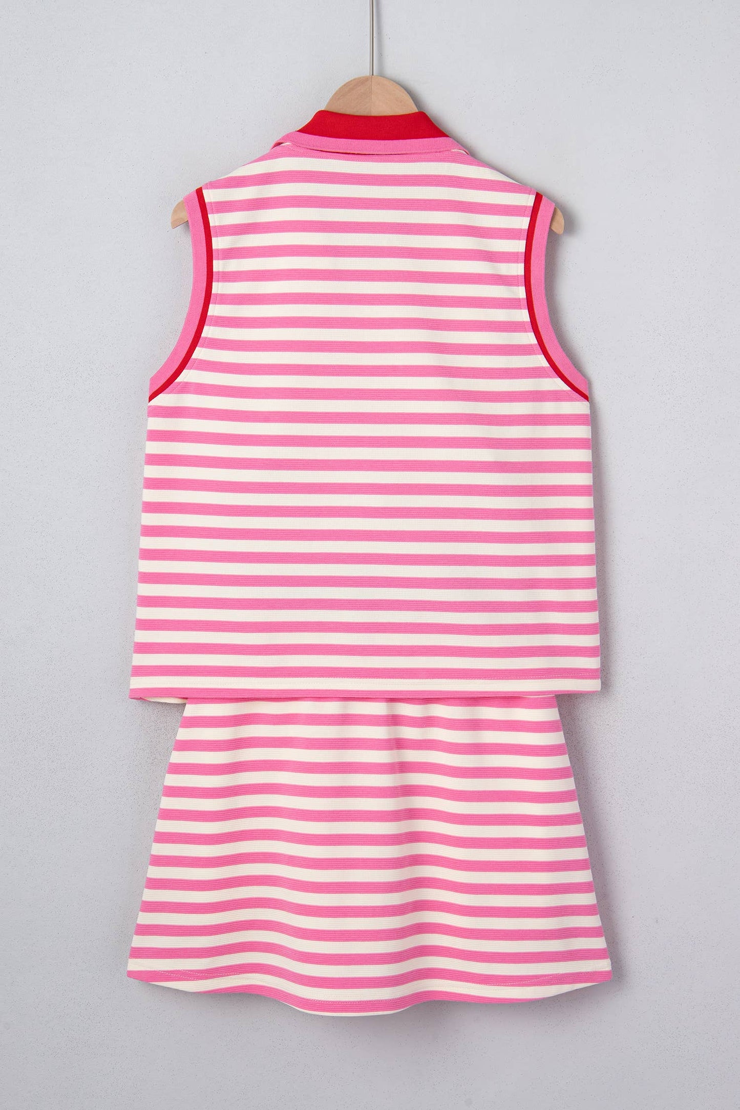 Striped Quarter-Zip Sleeveless Top & Skort Set