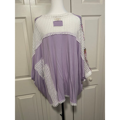POL Purple and Floral V Neck Top