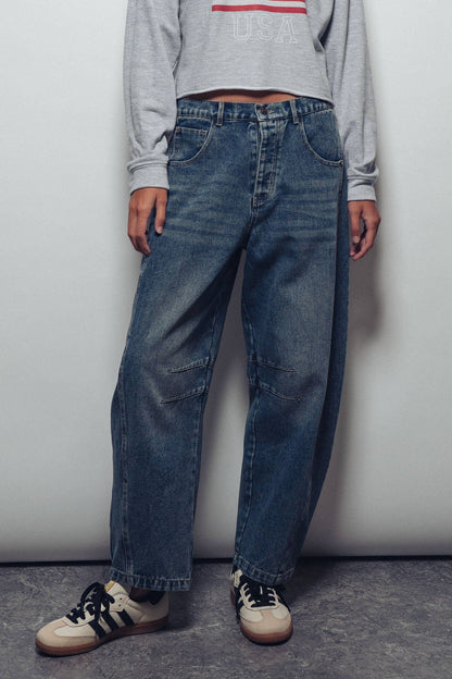 Urban Daizy Light Dirty Wash Barrel Leg Jeans