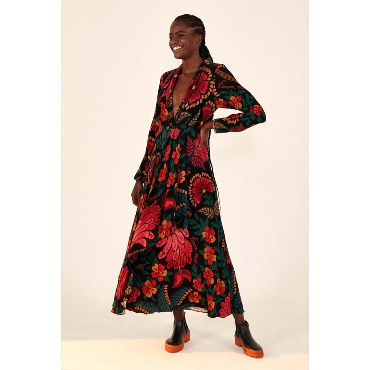 Farm Rio Long Sleeve Floral Maxi
