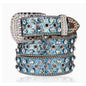 Blue and Silver Studded Rhinestone Glittery Western Belt