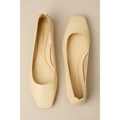 Intentionally Blank Image Eggnog Leather Square-Toe Ballet Flats